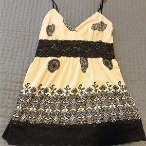 Chic Cream and Black Lace Tank Top